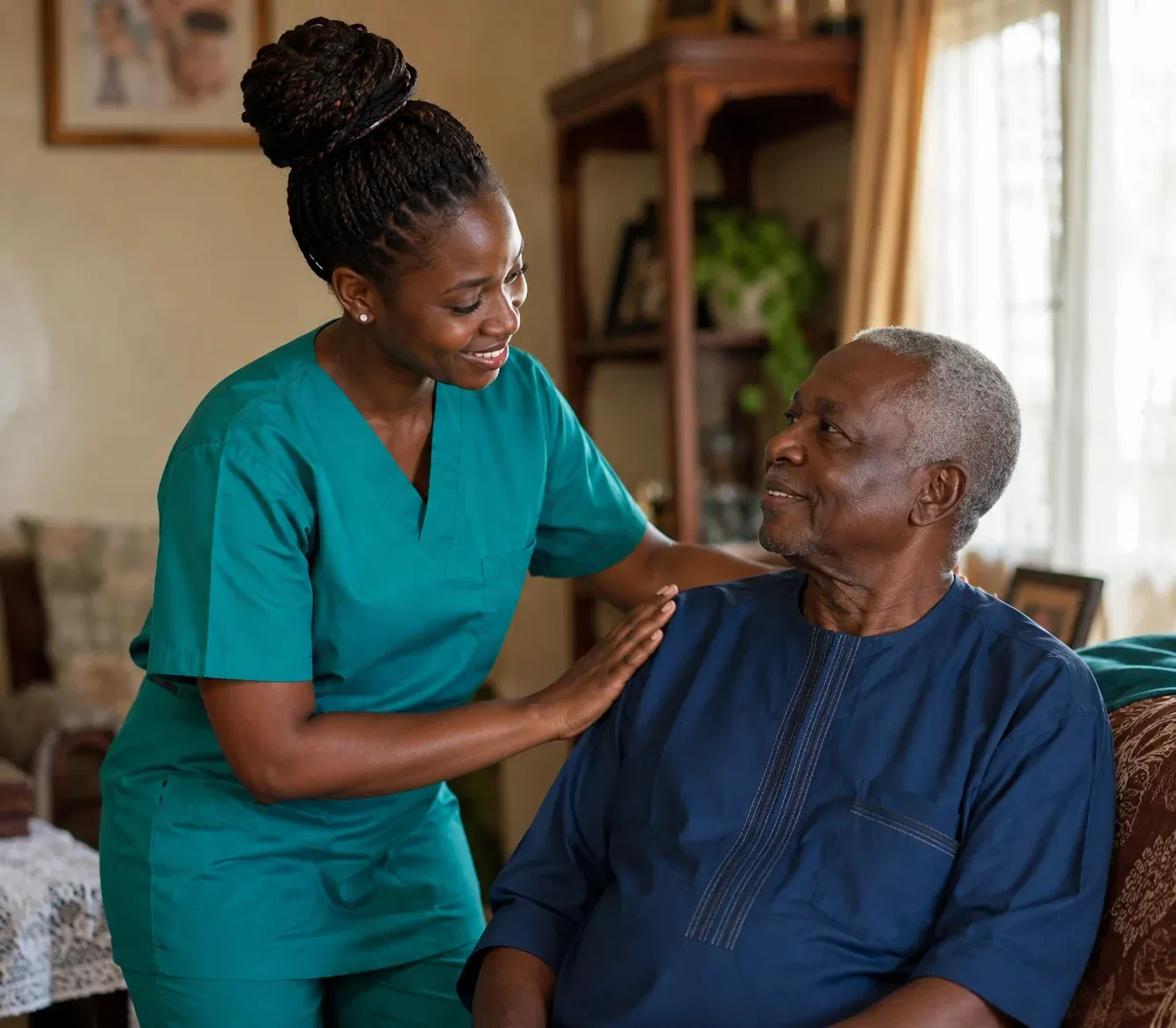 Welnesse caregiver with a client at home
